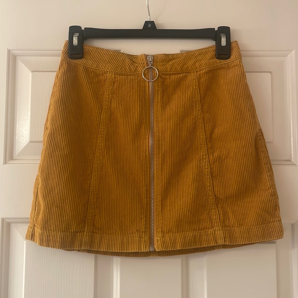Orange Corduroy Ribbed Skirt
